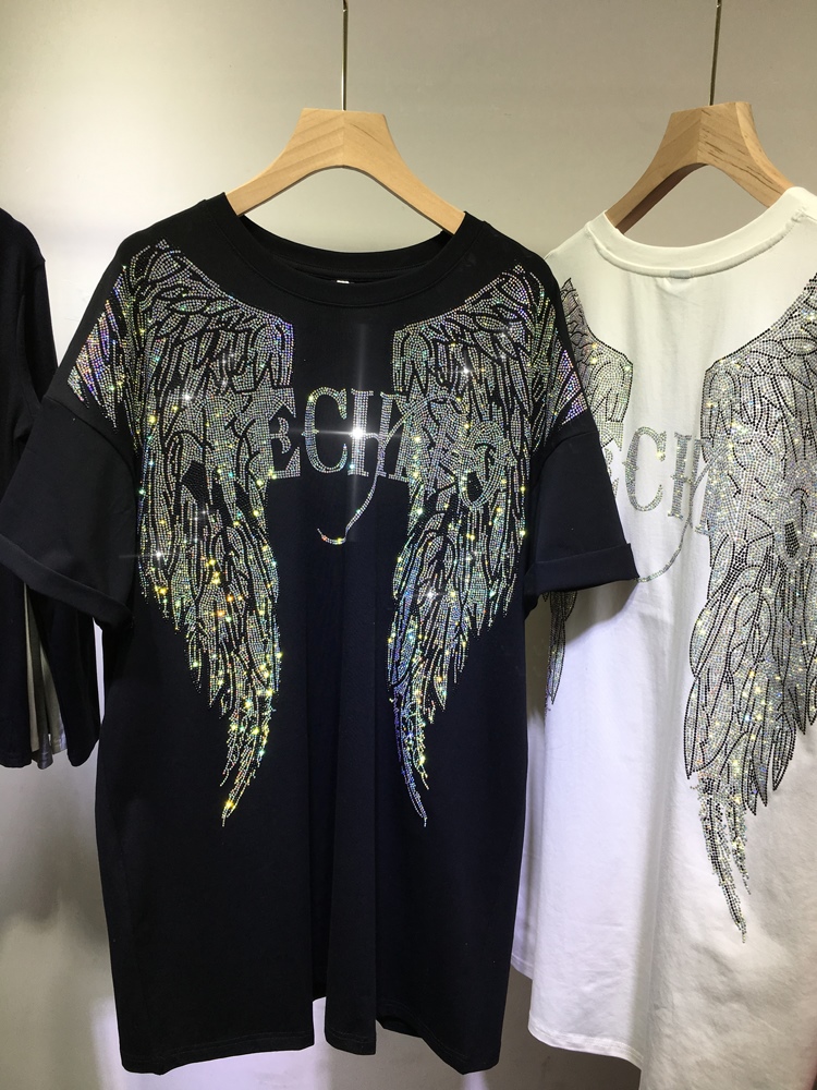 L-4XL Oversize Rhinestone Ange - Streetwear Brand Top avis et prix