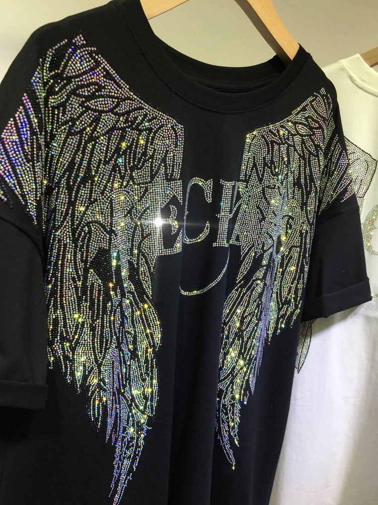L-4XL Oversize Rhinestone Ange - Streetwear Brand Top avis et prix